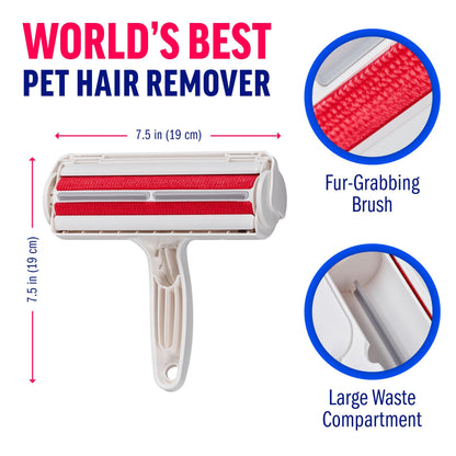 Chom Chom Roller Pet Hair Remover and Reusable Lint Roller - ChomChom Cat and Dog Hair Remover for Furniture, Couch, Carpet, Clothing and Bedding - Portable, Multi-Surface Fur Removal Tool