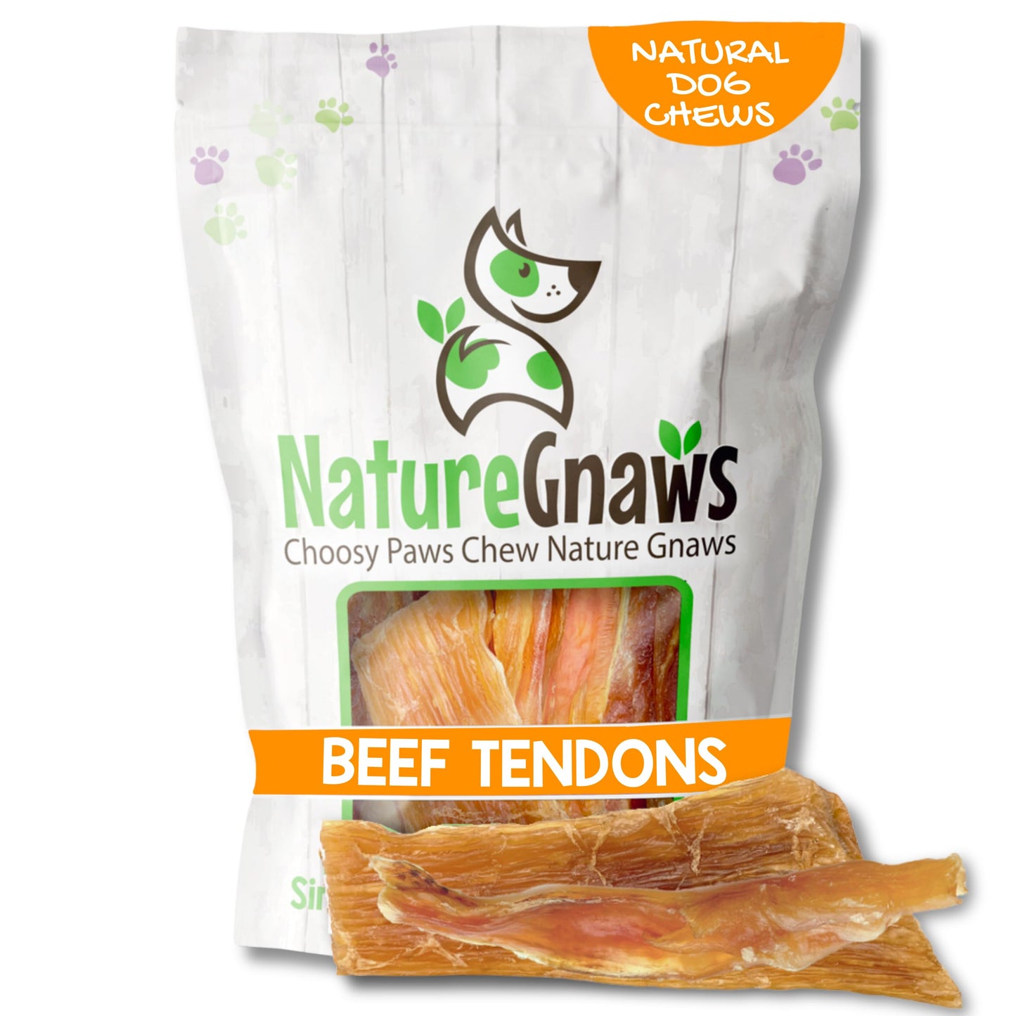 Nature Gnaws Beef Tendons for Dogs (1Lb) - Mixed Thickness - Long Lasting for Small and Medium Dogs - Natural Beef Jerky Dog Chew Bones - Rawhide Free