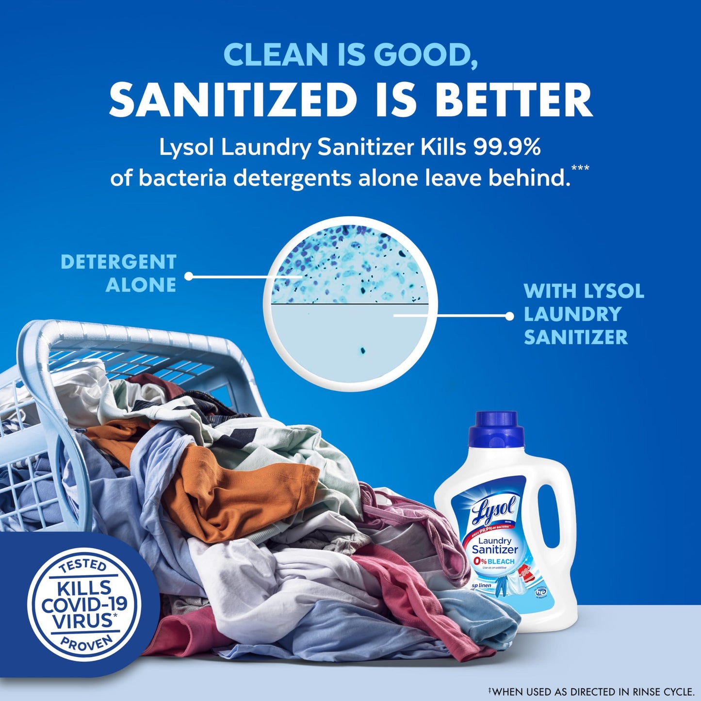 Lysol Disinfectant Laundry Sanitizer & Scent Booster, Laundry Detergent Additive, Color Safe Bleach Alternative, Laundry Odor Eliminator, Kills Bacteria & Viruses, Crisp Linen Scent, 90 Fl Oz