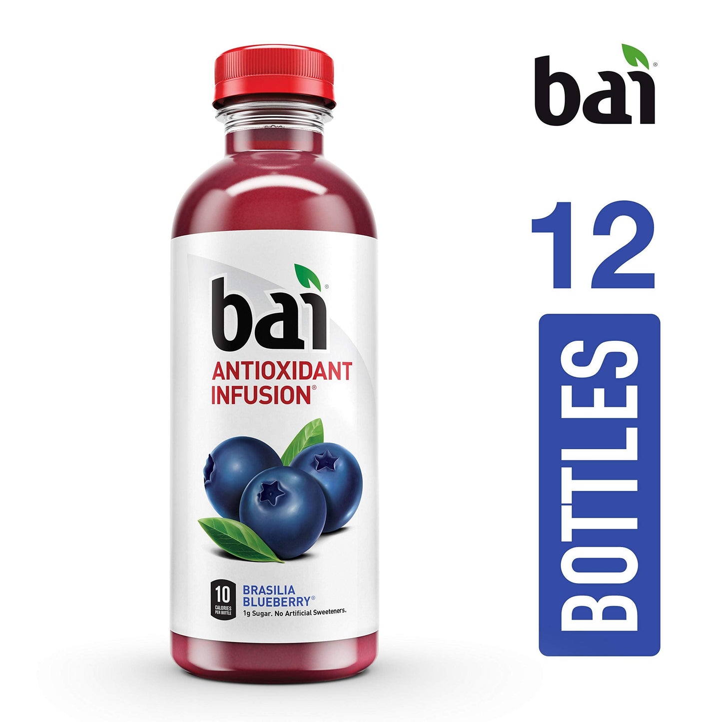 Bai Flavored Water, Brasilia Blueberry, Antioxidant Infused Drinks, 18 Fluid Ounce Bottle (Pack of 12)