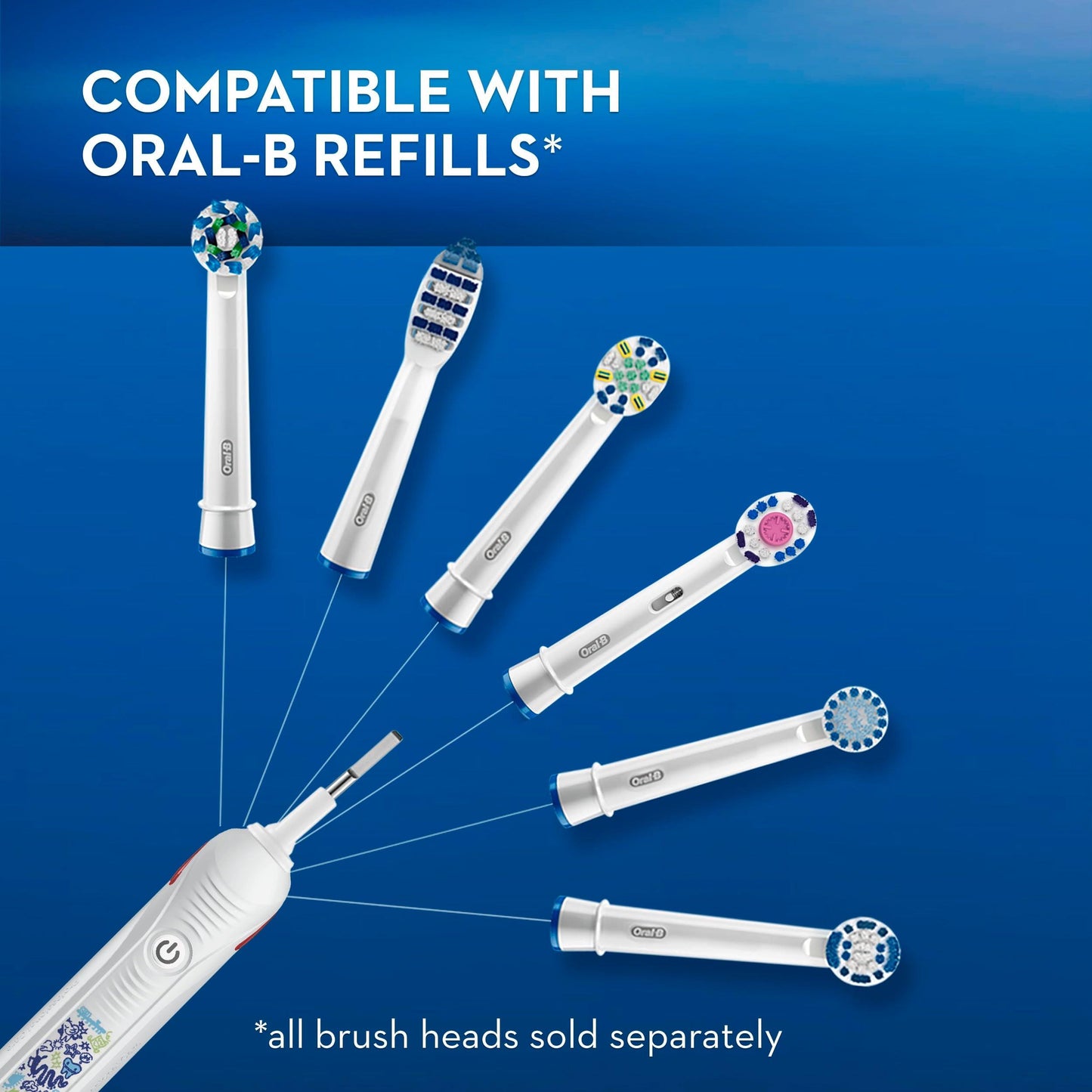 Oral-B Kids Electric Toothbrush with Coaching Pressure Sensor and Timer, Rechargeable Toothbrush with Brush Heads, Galaxy