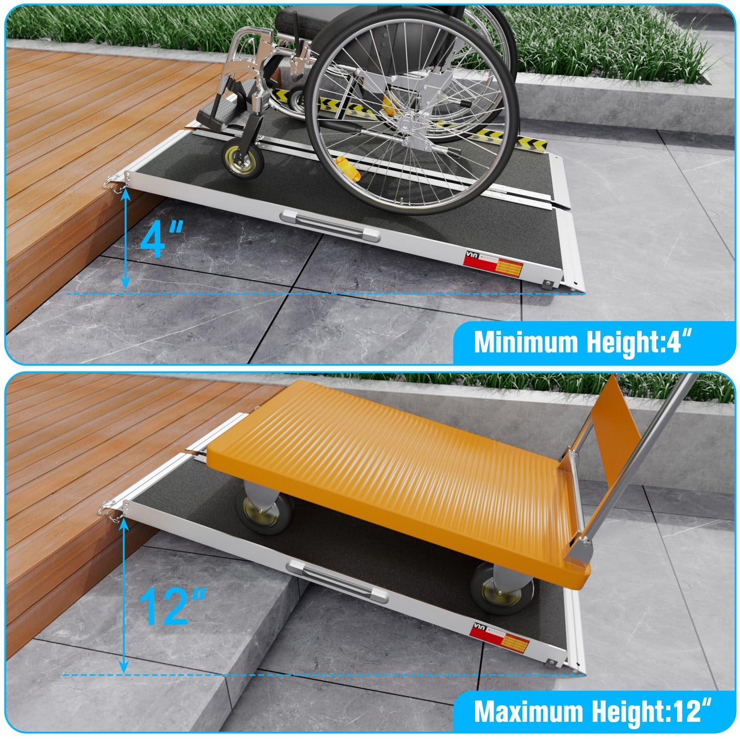 VNN Portable Wheelchair Ramp 4FT, Non-Slip Aluminum Folding Handicap Ramp, Door Threshold Wheelchair Ramps for Home, Wheel Chair Ramp for Home Steps, Scooter Ramp, Doorways