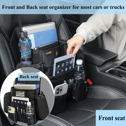 ECWKVN Front Seat Organizer, Passenger Seat File Organizer with Dedicated Laptop Tablet Holder Cup Holder For Car, Law Enforcement - Vehicle, Black