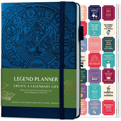 Legend Planner – Weekly & Monthly Life Planner to Hit Your Goals & Live Happier. Organizer Notebook & Productivity Journal. A5 (Mystic Blue)