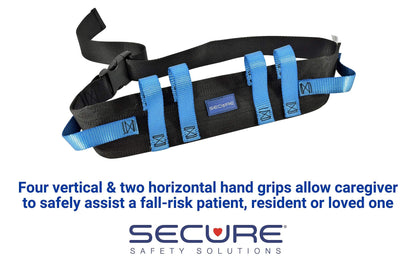 Secure (2 Pack) Transfer Gait Belt with Caregiver Handles and Quick Release Buckle - Elderly Patient Ambulation Walking Belt Nurse Assist