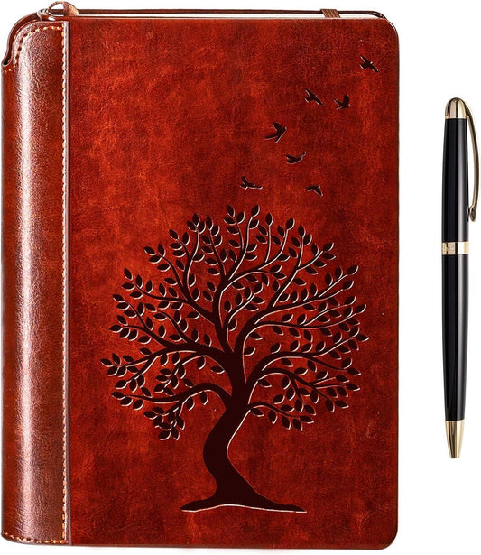 SETTINI® Lined Journal - Tree of Life Journal for Writing Gift Set - Christmas Gift - Hardcover Vegan Leather, Unique Pen Holder, 192 Pages, 6" x 8.5" - Includes Pen and Gift Box