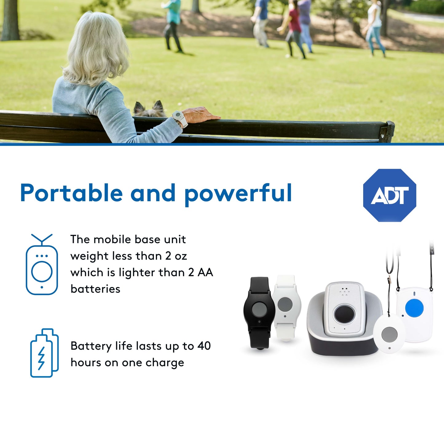ADT - On-The-Go Mobile Medical Alert System for Seniors - GPS Capabilities, Included Waterproof Wearable Panic Button, 24/7 U.S. Based Monitoring (Fall Detection Pendant)