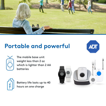 ADT - On-The-Go Mobile Medical Alert System for Seniors - GPS Capabilities, Included Waterproof Wearable Panic Button, 24/7 U.S. Based Monitoring (Fall Detection Pendant)