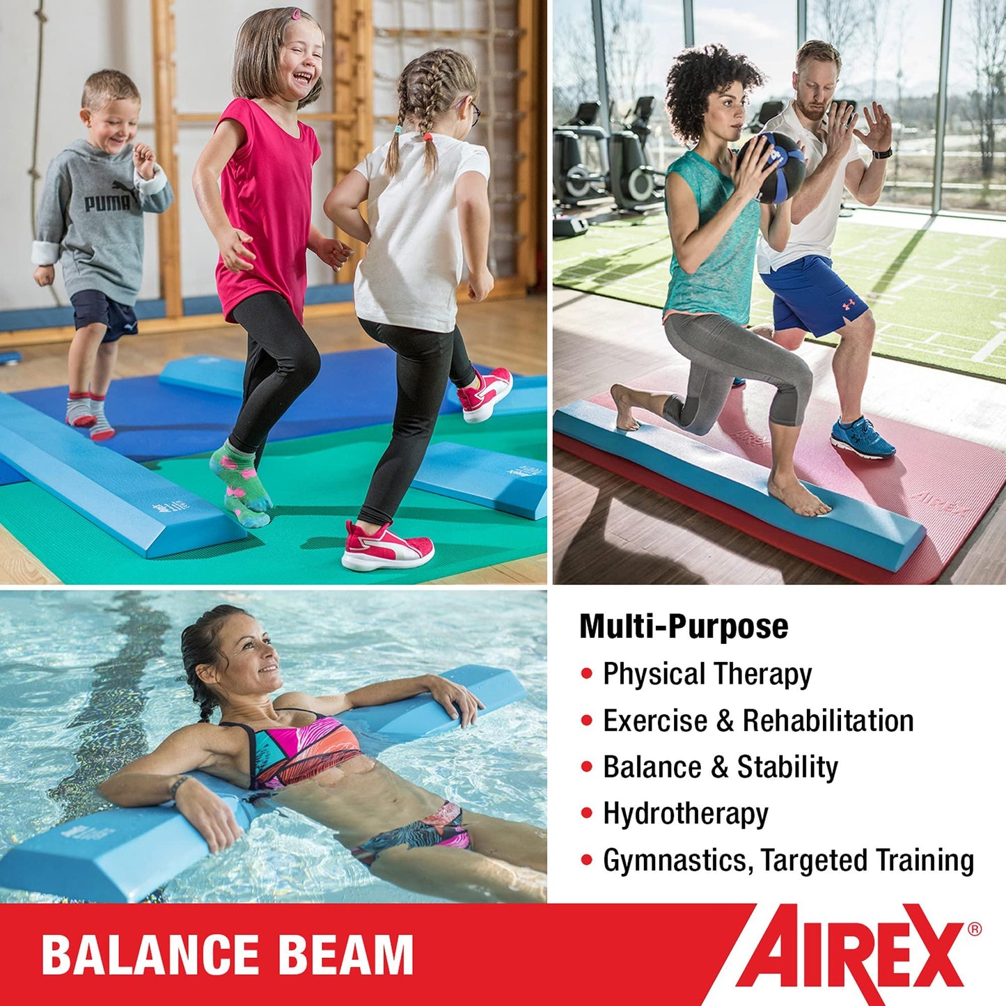 Airex Balance Beam - Exercise Foam Pad Physical Therapy, Gymnastics, Kids, Yoga, Mobility Rehabilitation Stability Mat Strength Trainer for Walking, Knee, Ankle, Foot - Beam, Blue, size: 62.99x9.45x2.36" (AR-BEAM)