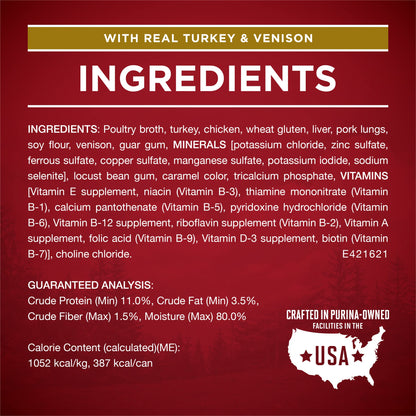 Purina ONE True Instinct Tender Cuts in Gravy With Real Turkey and Venison, and With Real Chicken and Duck High Protein Wet Dog Food Variety Pack - (Pack of 12) 13 oz. Cans