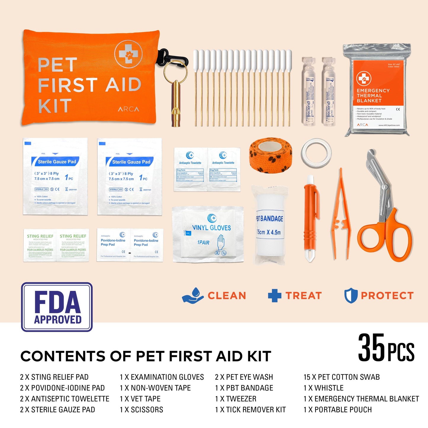 ARCA PET Dog First Aid Kit - Pet Emergency Kit Dog Travel kit for - Water Resistant High Visibility Reflective First Aid Pouch Dog Camping Essentials for Pets for Hiking, Backpacking, Sports, Hunting