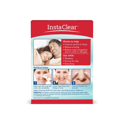 Instaclear Extra-Strength Nasal Strips, Tan 50 ct | Works Instantly, Breathe Better, Nasal Congestion Relief, Stops Snoring, Cold & Allergy, Extra Strength Tan