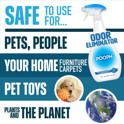 Pooph Pet Odor Eliminator, 32oz Spray - Dismantles Odors on a Molecular Basis, Dogs, Cats, Freshener, Urine, Poop, Pee, Deodorizer, Natures, Puppy, Fresh, Clean, Furniture, Potty, Safe