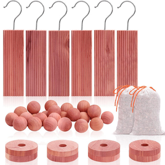 Homode Cedar Blocks for Clothes Storage, Cedar Wood Chips and Balls for Closets and Drawers, Fresh Scented Sachets, 40 Pack