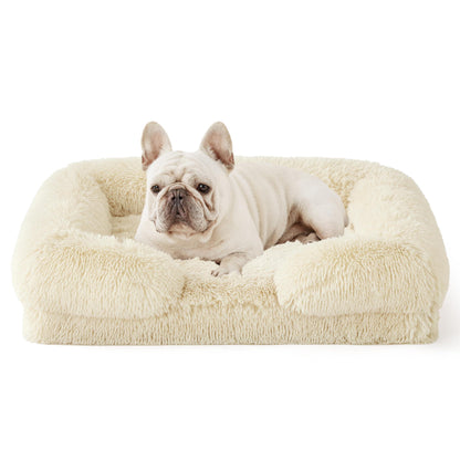 Bedsure Orthopedic Dog Bed for Medium Dogs - Calming Waterproof Dog Sofa Beds Medium, Supportive Foam Pet Couch Bed with Removable Washable Cover, Waterproof Lining and Nonskid Bottom, Cream