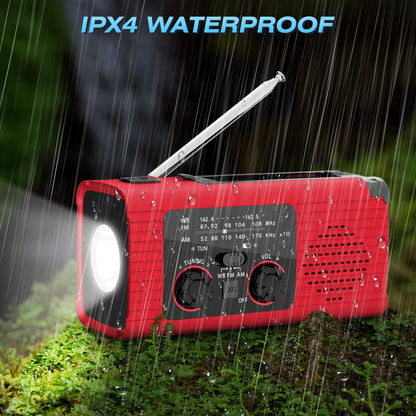 [2024 Newest] NOAA Emergency Weather Radio, 4000mAh Weather Alert Radio Solar Charging, Hand Crank & USB Charged, AM/FM Radio with LED Flashlight, Reading Lamp, SOS Alarm, Headphone Jack for Outdoor