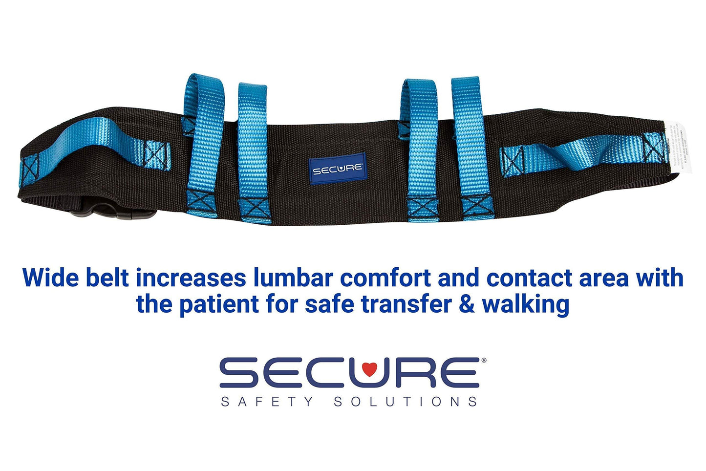 Secure (2 Pack) Transfer Gait Belt with Caregiver Handles and Quick Release Buckle - Elderly Patient Ambulation Walking Belt Nurse Assist