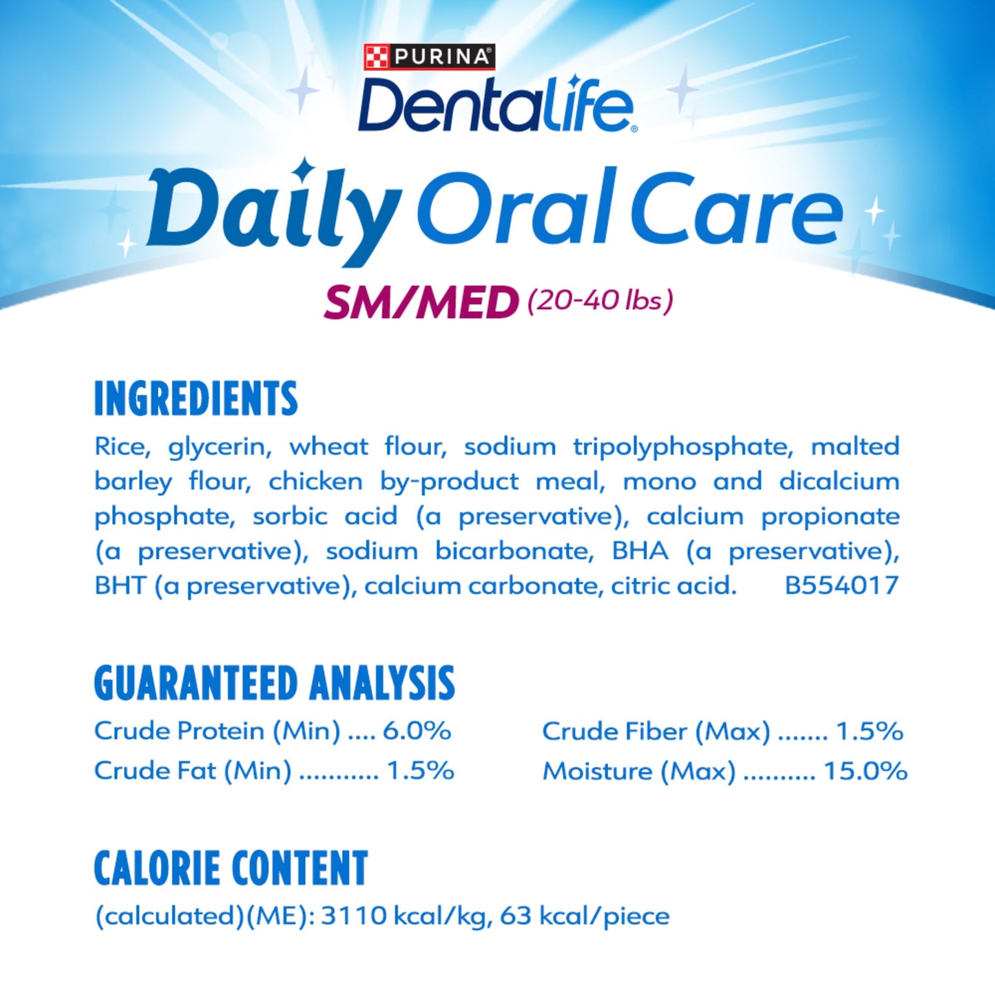 DentaLife Daily Oral Care Dog Treats for Small and Medium Dogs, Chewy Dental Treat to Freshen Breath and Fight Tartar, Chicken Flavor, 28.5 oz., 40 Chews - 40 ct. Pouch