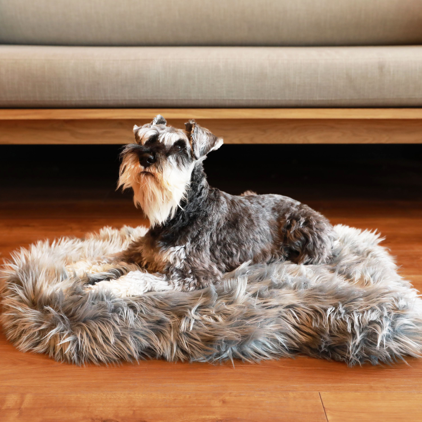 PupRug by Paw.com™ Faux Fur Orthopedic Dog Bed - Curve Charcoal Grey