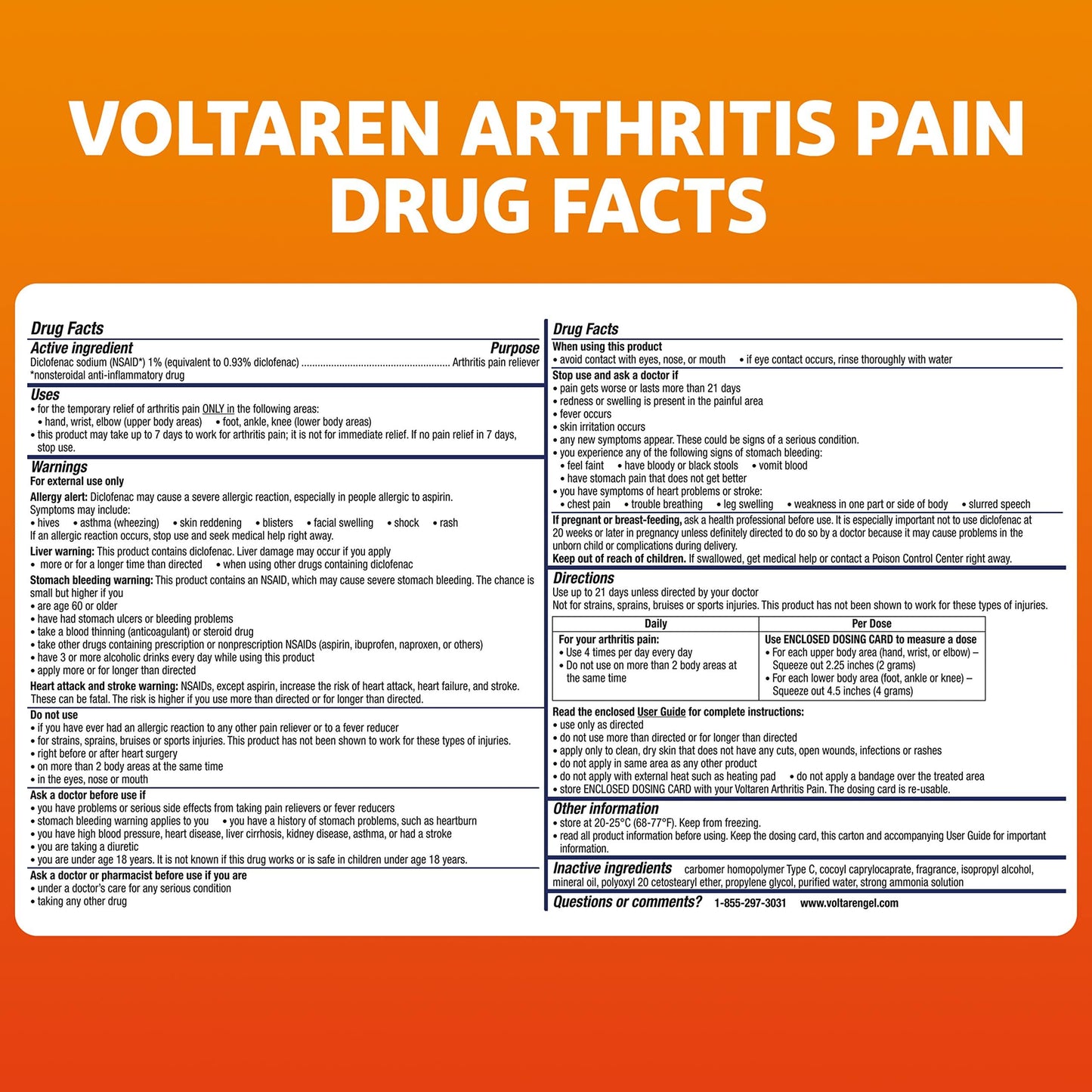 Voltaren Arthritis Pain Gel for Powerful Topical Arthritis Pain Relief - NEW Easy Open Cap - 150 g