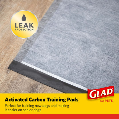 Glad for Pets Black Charcoal Puppy Pads - Super Absorbent Disposable Dog Pee Pads, Potty Training Pads, and Pet Supplies - Dog Pee Pads for Crate Training and Indoor Use 23" x 23" - 100 Count