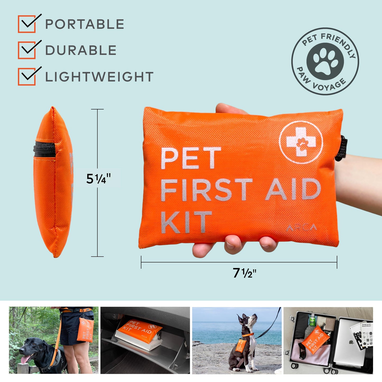 ARCA PET Dog First Aid Kit - Pet Emergency Kit Dog Travel kit for - Water Resistant High Visibility Reflective First Aid Pouch Dog Camping Essentials for Pets for Hiking, Backpacking, Sports, Hunting