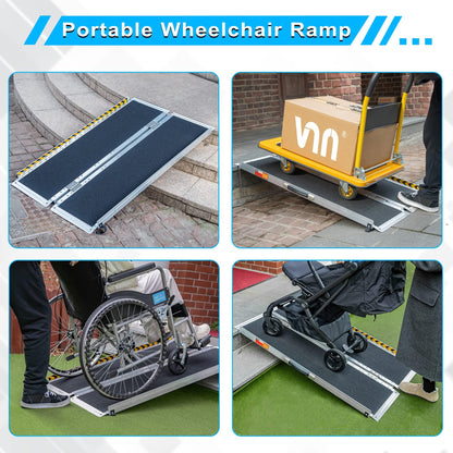 VNN Portable Wheelchair Ramp 4FT, Non-Slip Aluminum Folding Handicap Ramp, Door Threshold Wheelchair Ramps for Home, Wheel Chair Ramp for Home Steps, Scooter Ramp, Doorways