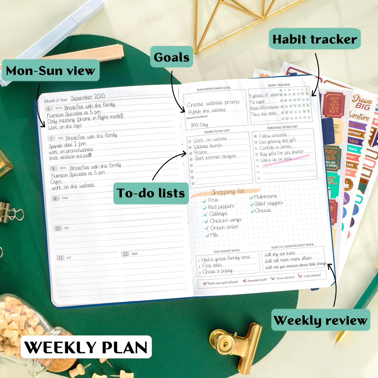 Legend Planner – Weekly & Monthly Life Planner to Hit Your Goals & Live Happier. Organizer Notebook & Productivity Journal. A5 (Mystic Blue)