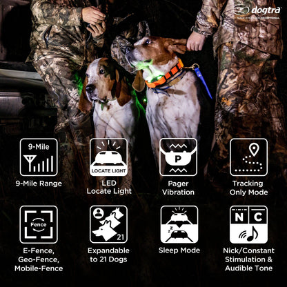 Dogtra Pathfinder 2 - Hunting Ecollar GPS Dog Training Collar with Remote, 9 Mile Range, Tracking & Containment for Medium & Large Dog Breeds, Electric GEO Fence Tracker, Stimulation, Vibration, Tone