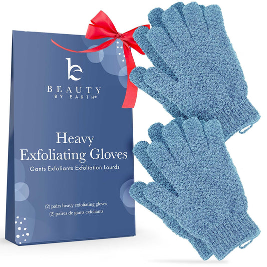 Exfoliating Glove (4 Pcs, 2 Pairs) - Heavy Exfoliate Glove for Dead Skin Bath Exfoliating Gloves for Shower Spa Massage & Body Scrub - Shower Gloves Exfoliating for Women & Men