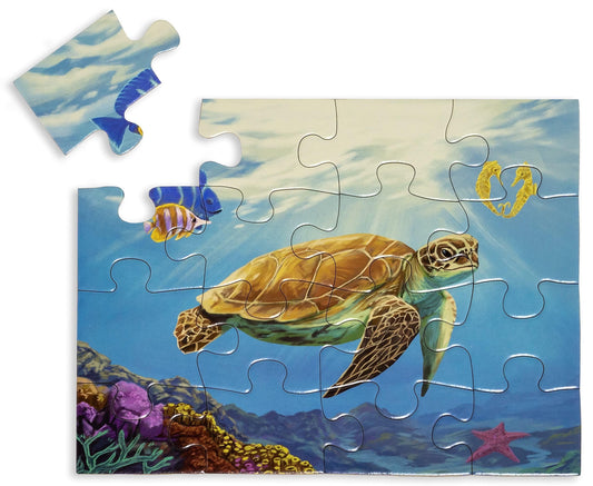 16 Large Piece Puzzles for Seniors - Dementia Activities for Seniors, Alzheimers Products for Elderly, Jigsaw Puzzles for Seniors | Easy, Big Piece, Colorful Imagery, Aquamarine