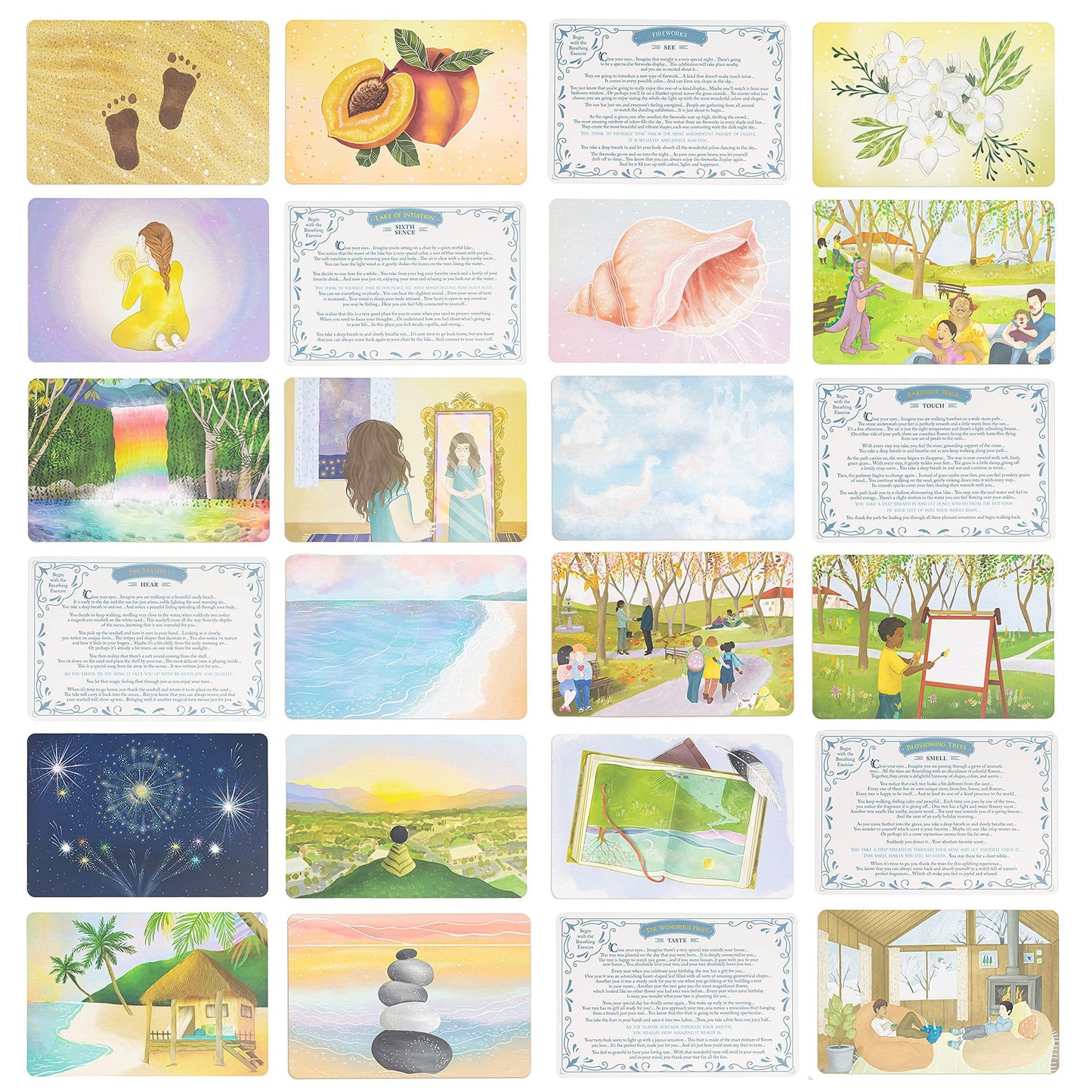 Imagine Meditation Kit for Kids - Award-Winning Mindfulness kit of XL Cards with Calming Guided Meditations for Empowerment, Focus and Relaxation. Great for Parents, Teachers and Therapists.